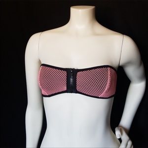 NWT bikini bathing suit strapless top. Zip front